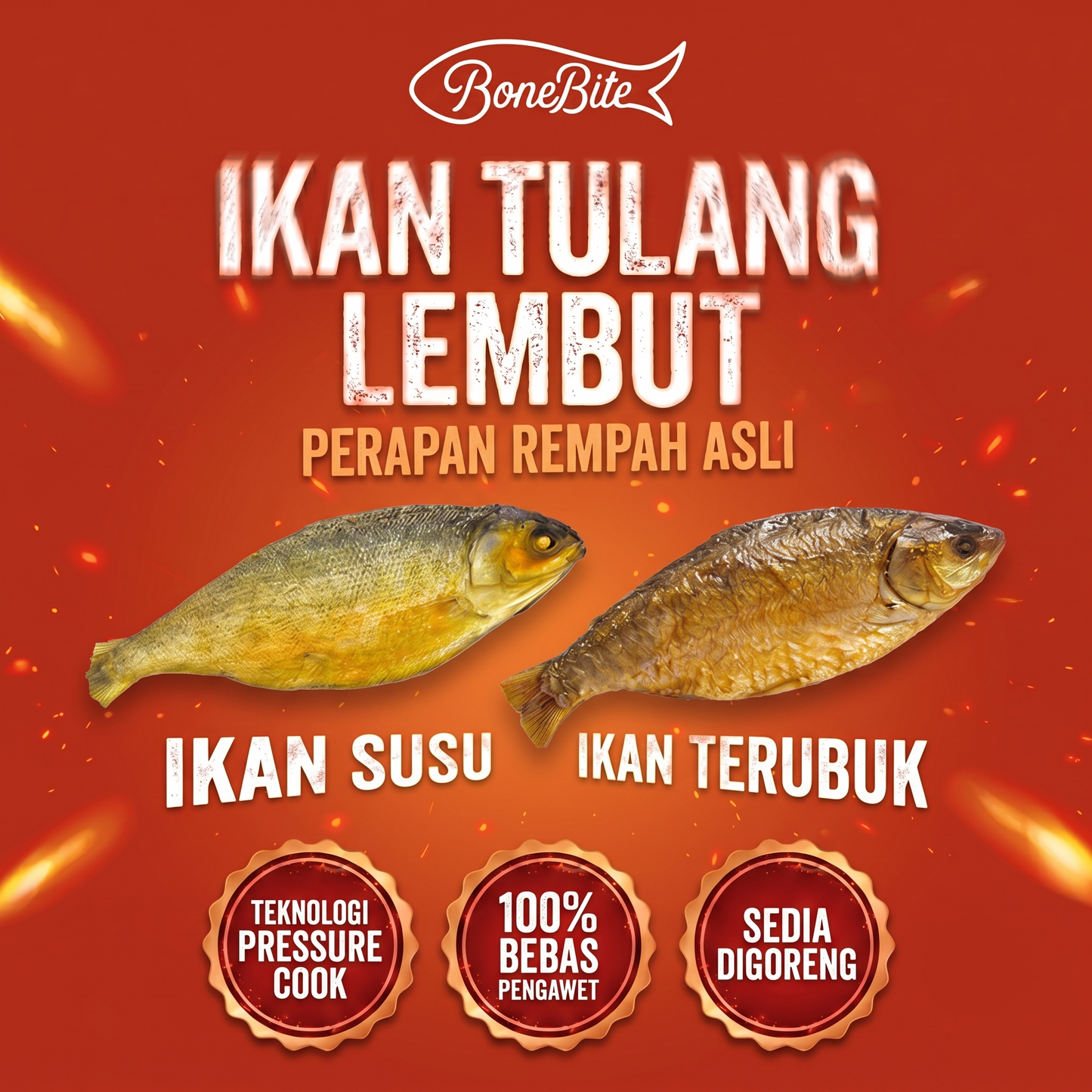 BoneBite™ Ikan Tulang Lembut (Ready-To-Cook) - Lauk Ekspres & Tinggi Protein - Size Sederhana